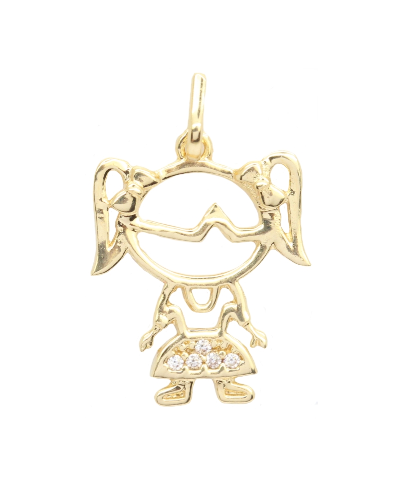 Pingente Menina Ouro Amarelo 1,09g